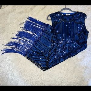 Unique Vintage Royal Blue Flapper Dress